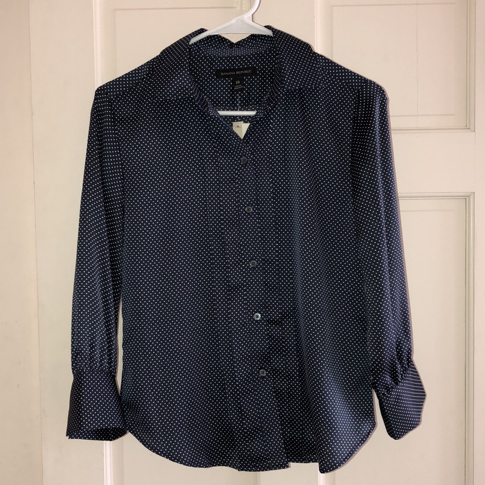 Banana Republic Pleated Dot Blouse // Petite XS